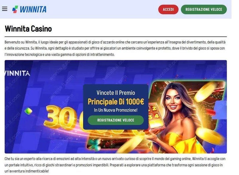 Immagine: Accedi a Winnita Casinò: Tutte le Informazioni sul Gioco e sull'App